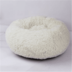 Round Long Hairy Autumn And Winter Nest Pad Cat Mattress (Option: White-40cm)