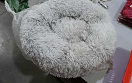 Dog Beds For Small Dogs Round Plush Cat Litter Kennel Pet Nest Mat Puppy Beds (Option: Light Gray-70cm)