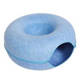 Four Seasons Available Cat Round Felt Pet Nest (Option: Sky Blue-60x60x27cm)