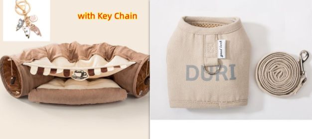 Collapsible Cat Tunnel Durable Washable Collapsible (Option: Coffee with Key Chain set)