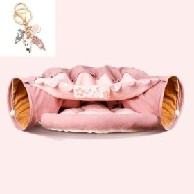 Collapsible Cat Tunnel Durable Washable Collapsible (Option: Pink with Key Chain)