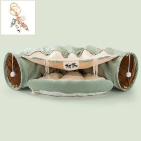 Collapsible Cat Tunnel Durable Washable Collapsible (Option: Matcha with Key Chain)
